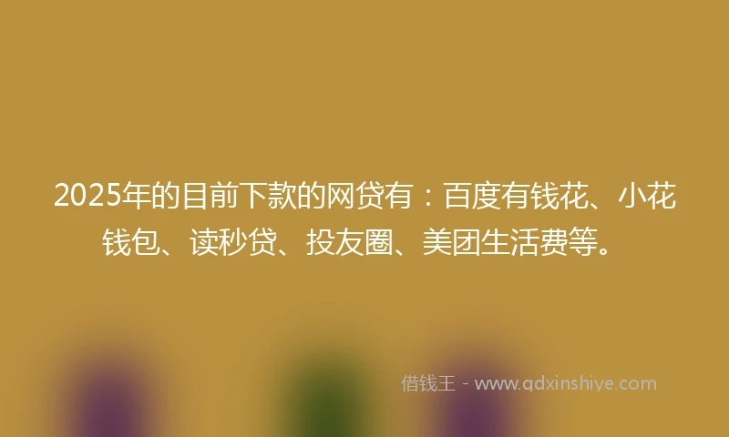 2025年的目前下款的网贷有：百度有钱花、小花钱包、读秒贷、投友圈、美团生活费等。