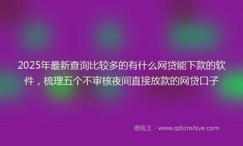 2025年最新查询比较多的有什么网贷能下款的软件，梳理五个不审核夜间直接放款的网贷口子