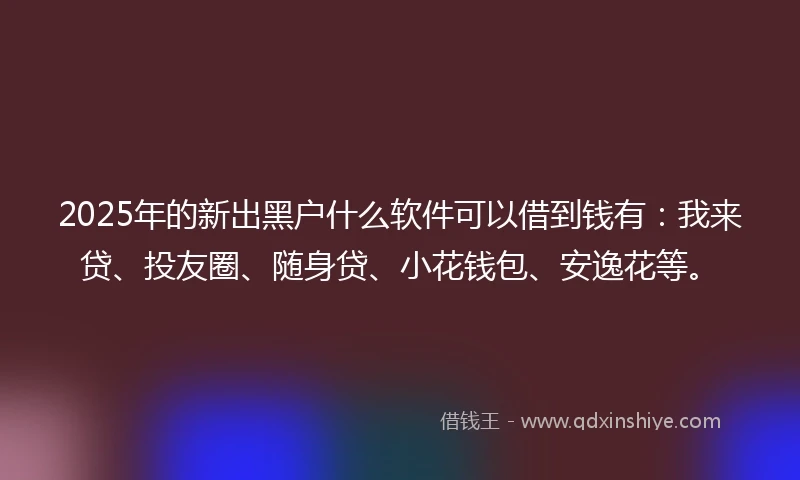 2025年的新出黑户什么软件可以借到钱有：我来贷、投友圈、随身贷、小花钱包、安逸花等。