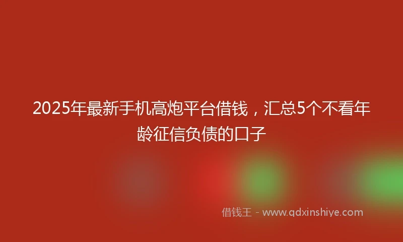 2025年最新手机高炮平台借钱，汇总5个不看年龄征信负债的口子