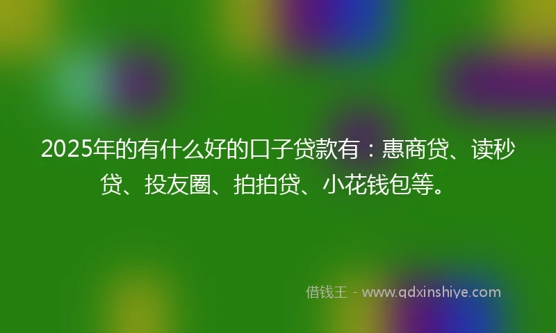 2025年的有什么好的口子贷款有：惠商贷、读秒贷、投友圈、拍拍贷、小花钱包等。