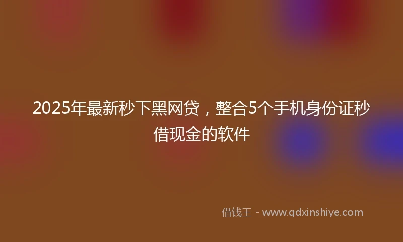 2025年最新秒下黑网贷，整合5个手机身份证秒借现金的软件