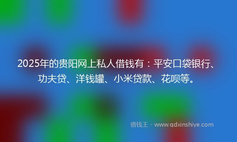 2025年的贵阳网上私人借钱有：平安口袋银行、功夫贷、洋钱罐、小米贷款、花呗等。