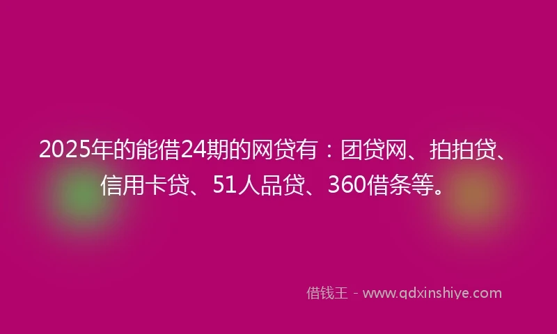2025年的能借24期的网贷有：团贷网、拍拍贷、信用卡贷、51人品贷、360借条等。
