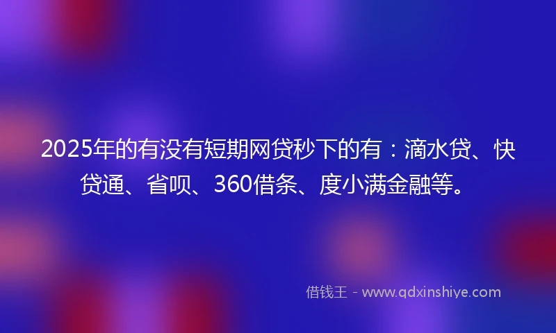 2025年的有没有短期网贷秒下的有：滴水贷、快贷通、省呗、360借条、度小满金融等。