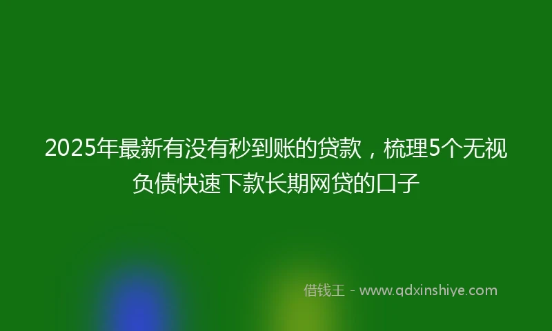 2025年最新有没有秒到账的贷款，梳理5个无视负债快速下款长期网贷的口子