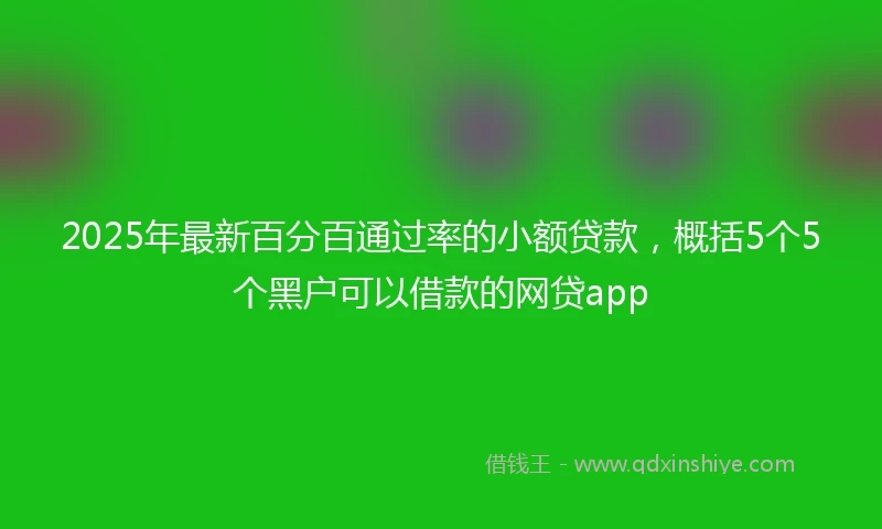 2025年最新百分百通过率的小额贷款，概括5个5个黑户可以借款的网贷app