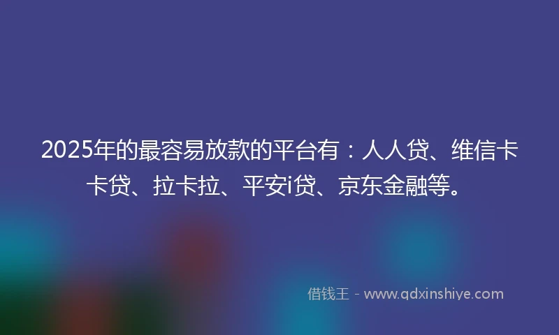 2025年的最容易放款的平台有：人人贷、维信卡卡贷、拉卡拉、平安i贷、京东金融等。