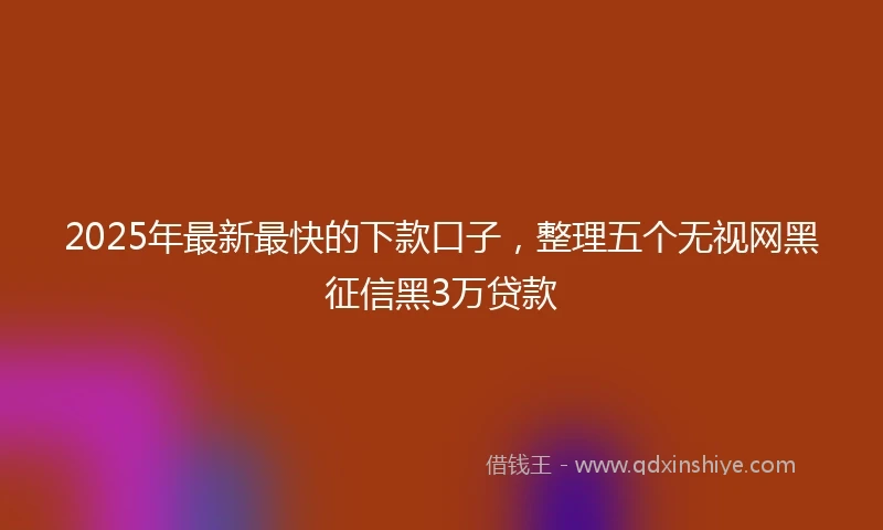 2025年最新最快的下款口子，整理五个无视网黑征信黑3万贷款
