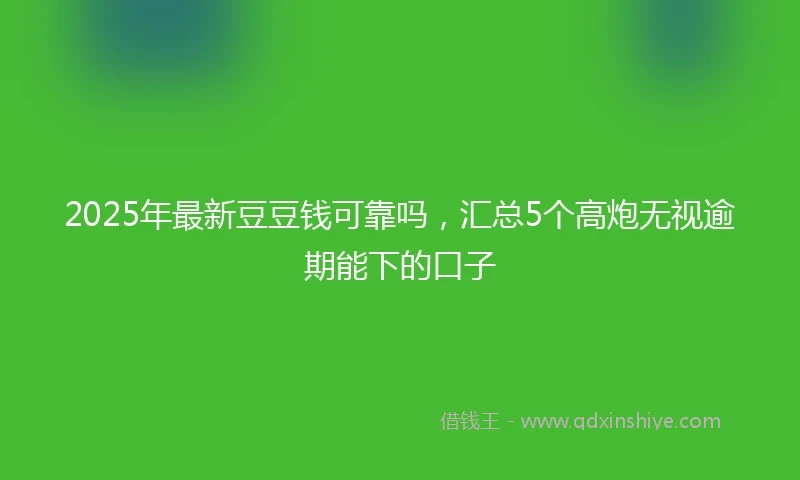 2025年最新豆豆钱可靠吗，汇总5个高炮无视逾期能下的口子