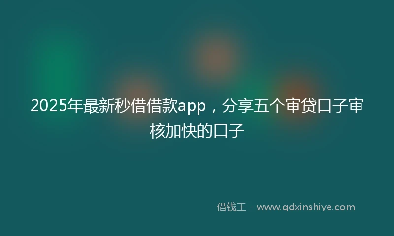 2025年最新秒借借款app，分享五个审贷口子审核加快的口子