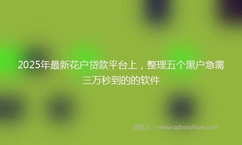 2025年最新花户贷款平台上，整理五个黑户急需三万秒到的的软件