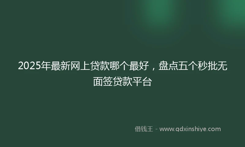 2025年最新网上贷款哪个最好，盘点五个秒批无面签贷款平台