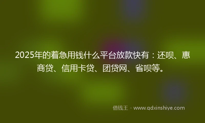 2025年的着急用钱什么平台放款快有：还呗、惠商贷、信用卡贷、团贷网、省呗等。
