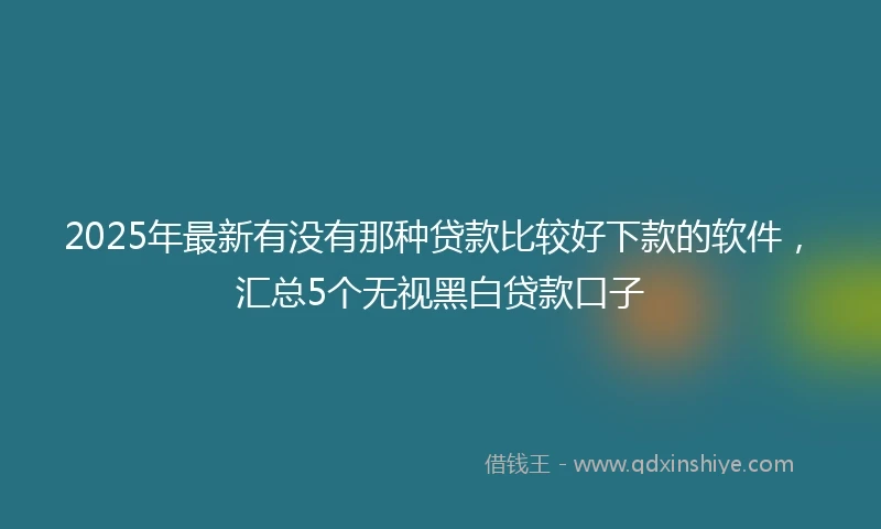 2025年最新有没有那种贷款比较好下款的软件，汇总5个无视黑白贷款口子
