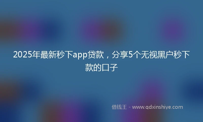 2025年最新秒下app贷款，分享5个无视黑户秒下款的口子