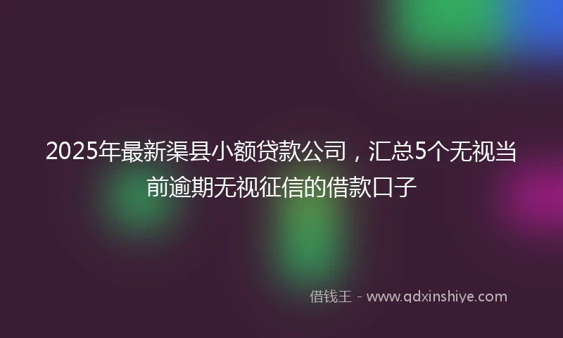 2025年最新渠县小额贷款公司，汇总5个无视当前逾期无视征信的借款口子