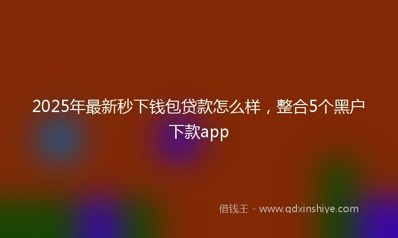 2025年最新秒下钱包贷款怎么样，整合5个黑户下款app