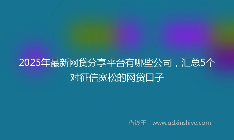 2025年最新网贷分享平台有哪些公司，汇总5个对征信宽松的网贷口子