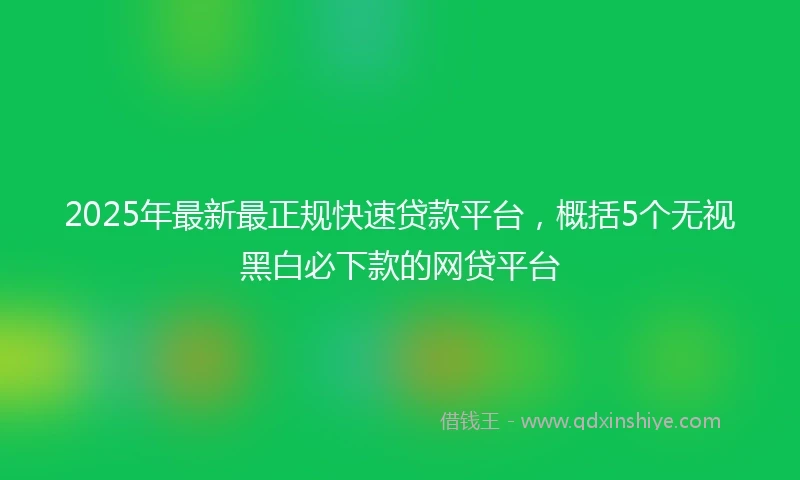 2025年最新最正规快速贷款平台，概括5个无视黑白必下款的网贷平台