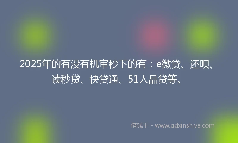 2025年的有没有机审秒下的有：e微贷、还呗、读秒贷、快贷通、51人品贷等。