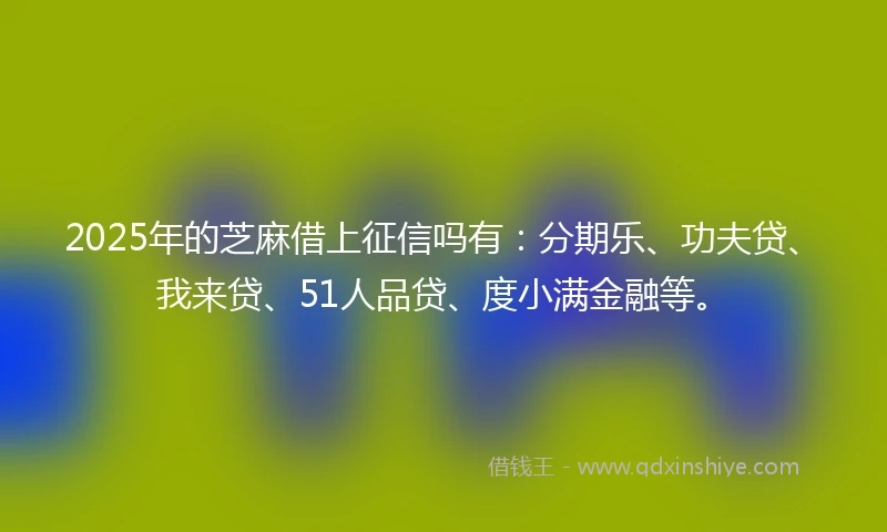 2025年的芝麻借上征信吗有：分期乐、功夫贷、我来贷、51人品贷、度小满金融等。
