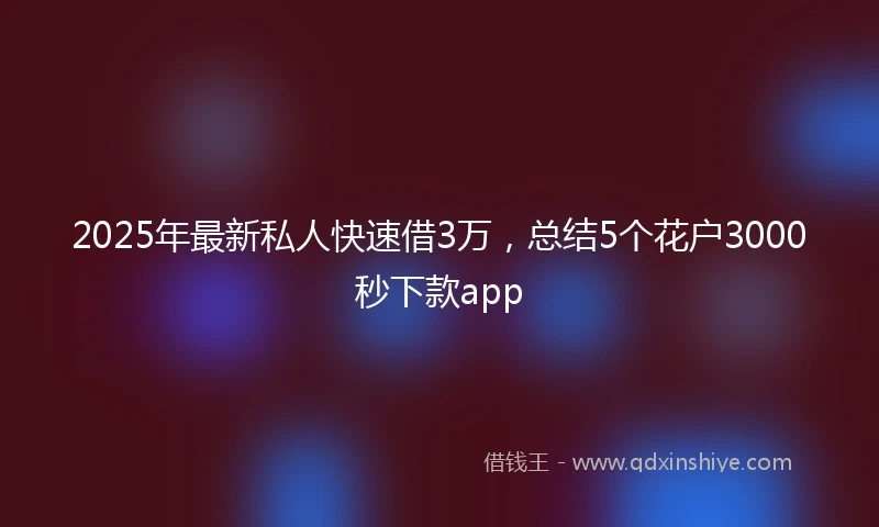 2025年最新私人快速借3万，总结5个花户3000秒下款app