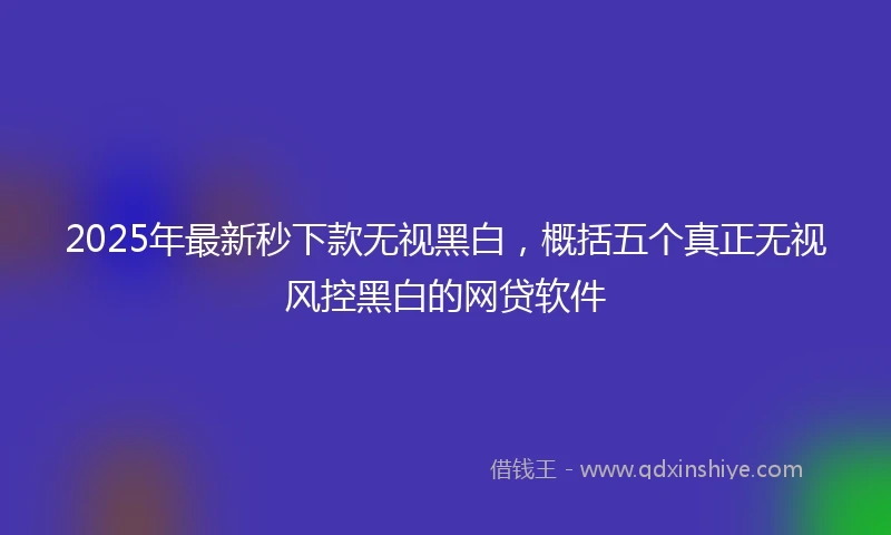2025年最新秒下款无视黑白，概括五个真正无视风控黑白的网贷软件