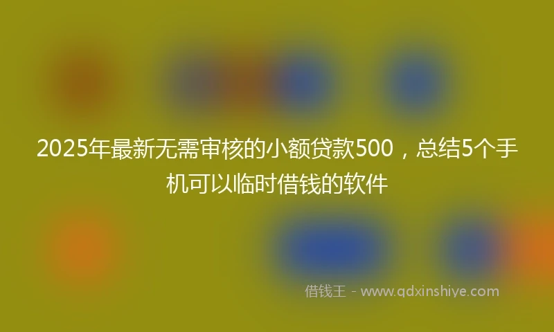 2025年最新无需审核的小额贷款500，总结5个手机可以临时借钱的软件