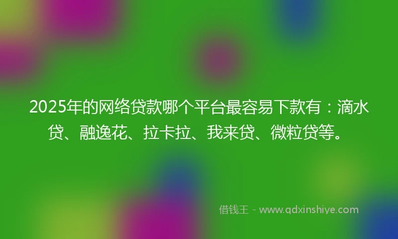 2025年的网络贷款哪个平台最容易下款有：滴水贷、融逸花、拉卡拉、我来贷、微粒贷等。
