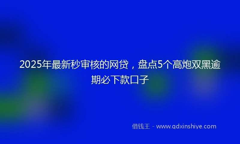 2025年最新秒审核的网贷，盘点5个高炮双黑逾期必下款口子
