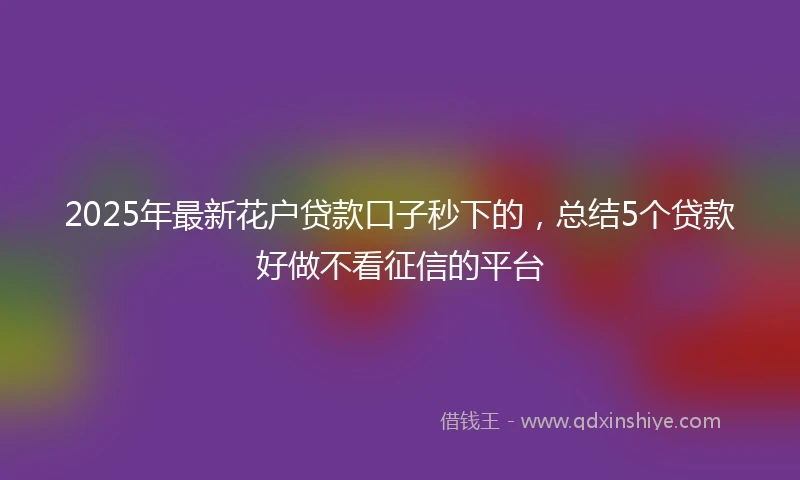 2025年最新花户贷款口子秒下的，总结5个贷款好做不看征信的平台