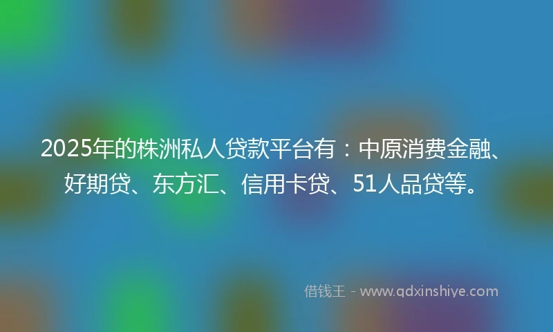 2025年的株洲私人贷款平台有：中原消费金融、好期贷、东方汇、信用卡贷、51人品贷等。