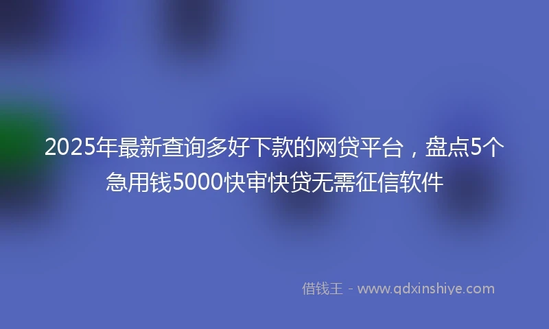 2025年最新查询多好下款的网贷平台，盘点5个急用钱5000快审快贷无需征信软件