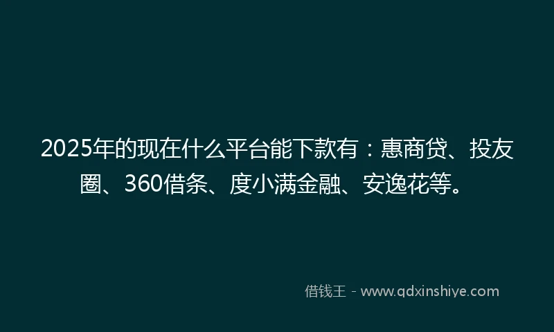 2025年的现在什么平台能下款有：惠商贷、投友圈、360借条、度小满金融、安逸花等。