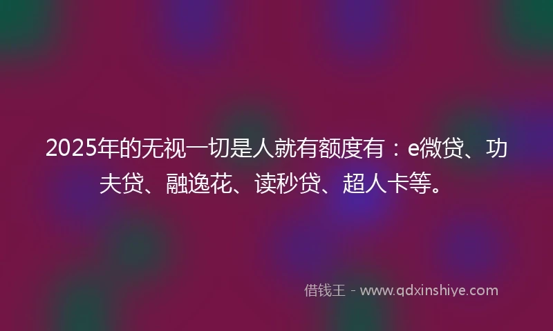 2025年的无视一切是人就有额度有：e微贷、功夫贷、融逸花、读秒贷、超人卡等。