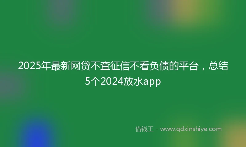 2025年最新网贷不查征信不看负债的平台，总结5个2024放水app