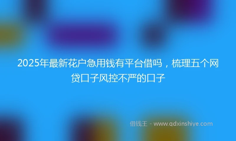 2025年最新花户急用钱有平台借吗，梳理五个网贷口子风控不严的口子