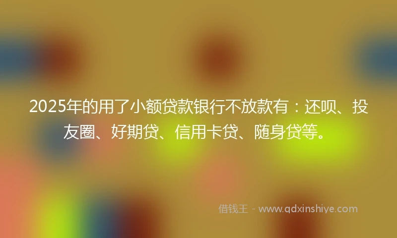 2025年的用了小额贷款银行不放款有：还呗、投友圈、好期贷、信用卡贷、随身贷等。