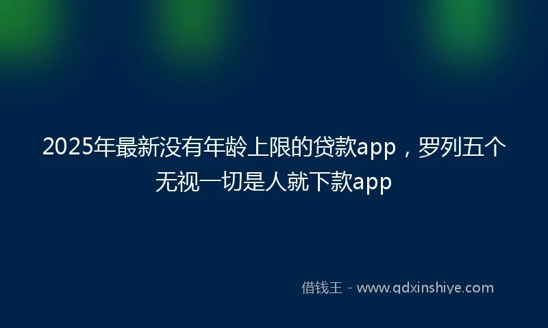 2025年最新没有年龄上限的贷款app，罗列五个无视一切是人就下款app