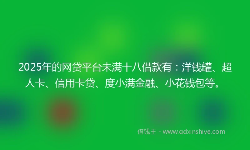 2025年的网贷平台未满十八借款有：洋钱罐、超人卡、信用卡贷、度小满金融、小花钱包等。