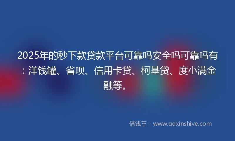 2025年的秒下款贷款平台可靠吗安全吗可靠吗有：洋钱罐、省呗、信用卡贷、柯基贷、度小满金融等。