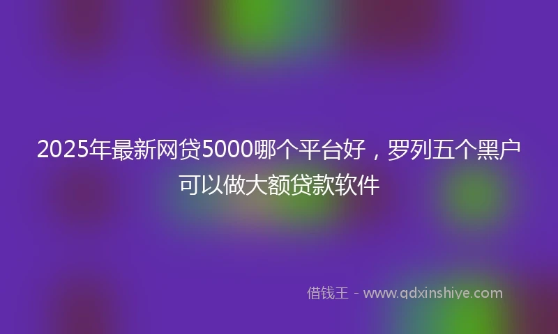 2025年最新网贷5000哪个平台好，罗列五个黑户可以做大额贷款软件