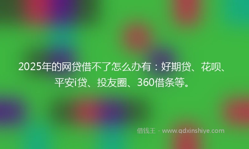 2025年的网贷借不了怎么办有：好期贷、花呗、平安i贷、投友圈、360借条等。