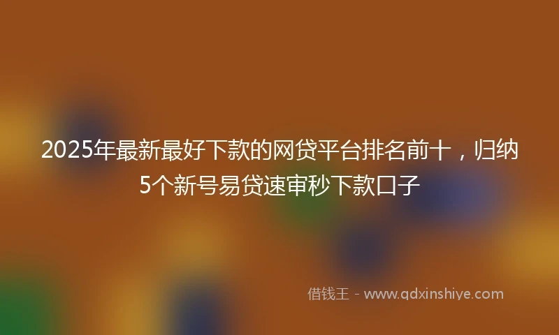 2025年最新最好下款的网贷平台排名前十，归纳5个新号易贷速审秒下款口子