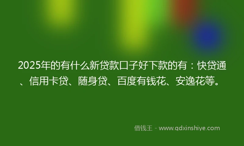 2025年的有什么新贷款口子好下款的有：快贷通、信用卡贷、随身贷、百度有钱花、安逸花等。