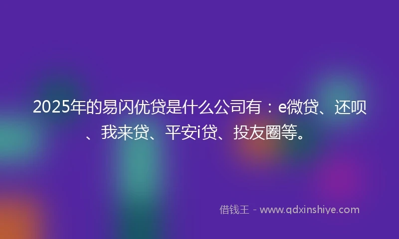 2025年的易闪优贷是什么公司有：e微贷、还呗、我来贷、平安i贷、投友圈等。