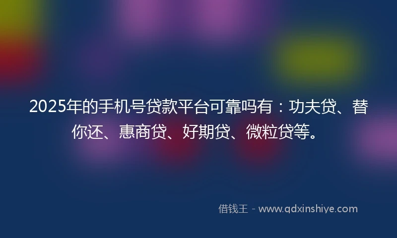 2025年的手机号贷款平台可靠吗有：功夫贷、替你还、惠商贷、好期贷、微粒贷等。