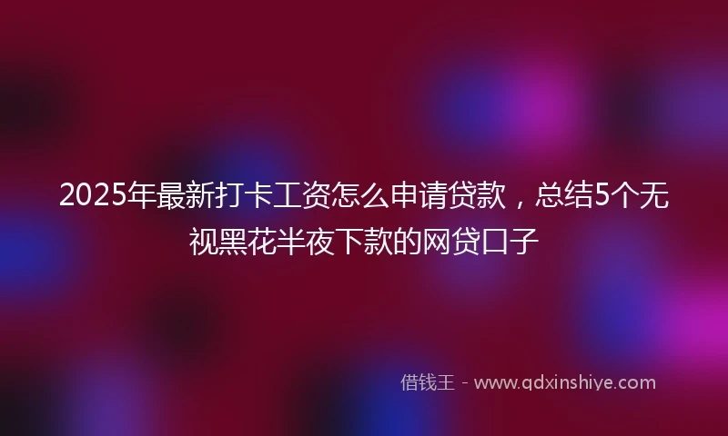 2025年最新打卡工资怎么申请贷款，总结5个无视黑花半夜下款的网贷口子
