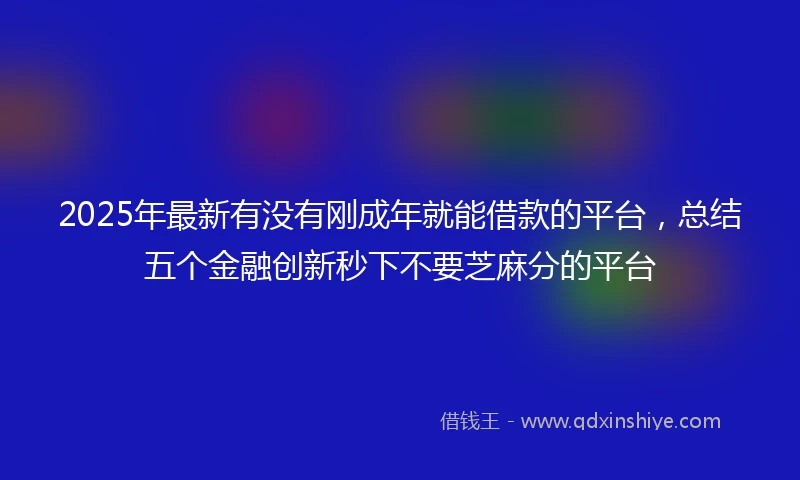 2025年最新有没有刚成年就能借款的平台，总结五个金融创新秒下不要芝麻分的平台